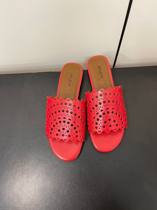 alaia mule red vienne lambskin