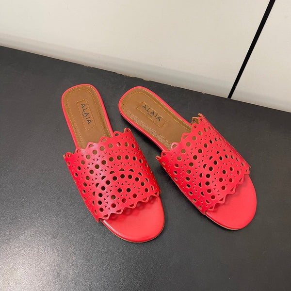 alaia mule red vienne lambskin