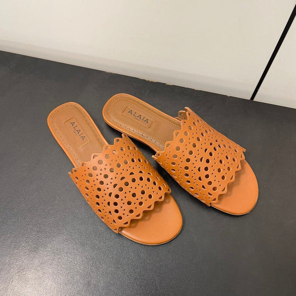 alaia mulo pelle di agnello vienne marrone