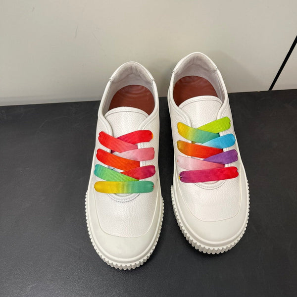 LP CLASSIC BISCUIT SNEAKERS WHITE WITH MULTI-COLOR LACES CALFSKIN