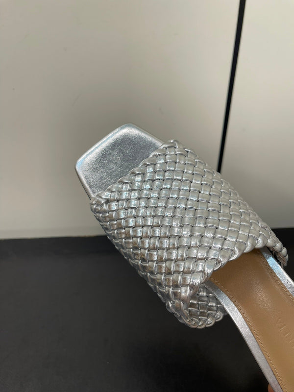 knot mule 55 silver metalic lambskin