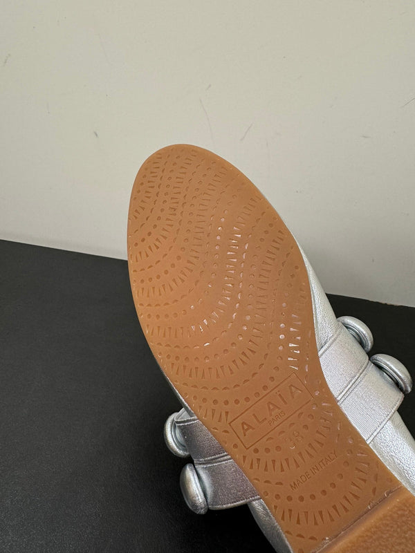 BALLERINE ALAIA SPHERE IN PELLE DI AGNELLO ARGENTO