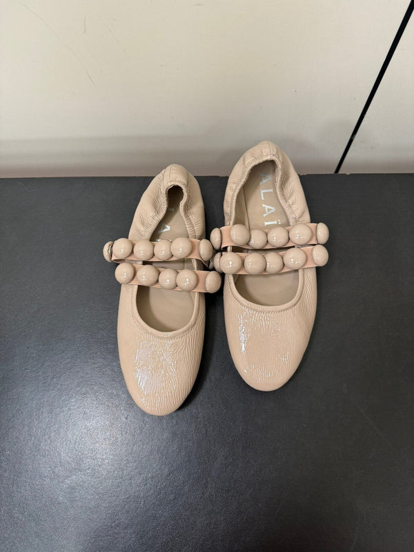BALLERINE ALAIA SPHERE IN PELLE DI AGNELLO BEIGE MANDORLA