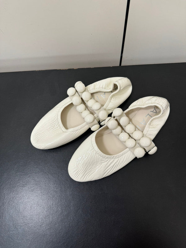 BALLERINE ALAIA SPHERE IN PELLE DI AGNELLO BIANCA