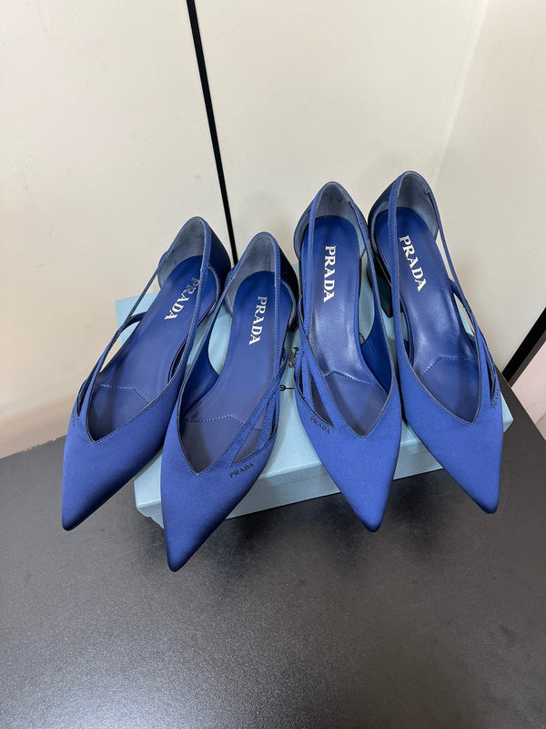 BALLERINE CON TAGLI IN RASO BLU NAVY