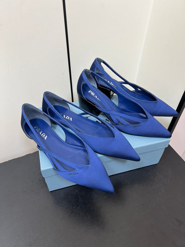 BALLERINE CON TAGLI IN RASO BLU NAVY