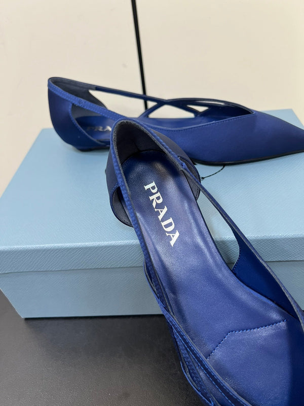 BALLERINE CON TAGLI IN RASO BLU NAVY