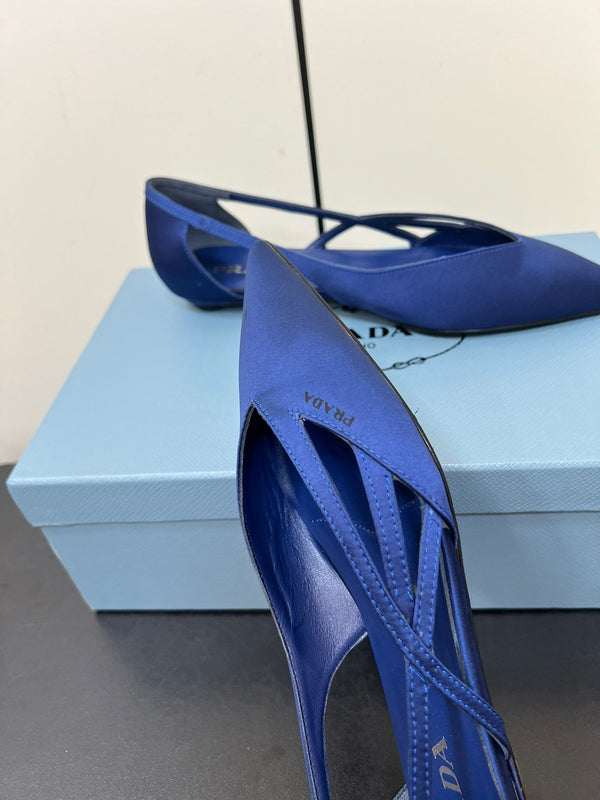 BALLERINE CON TAGLI IN RASO BLU NAVY