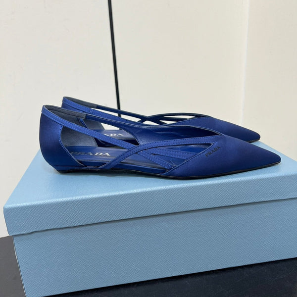 BALLERINE CON TAGLI IN RASO BLU NAVY