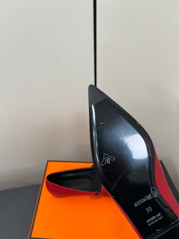 HM 25C Kelly Ballet Flat Red Calfskin 210292