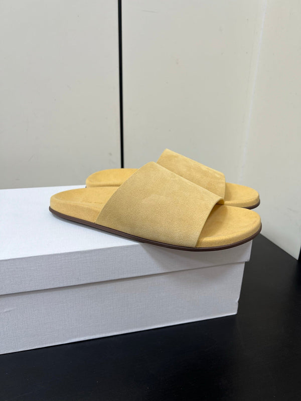 The Row Slippers In Yellow Suede 340022