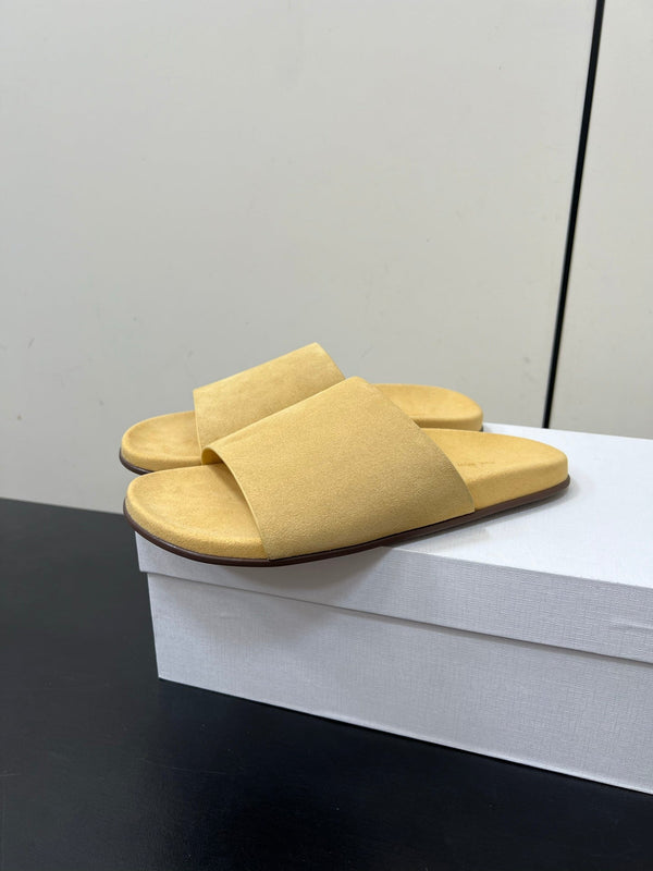 The Row Slippers In Yellow Suede 340022