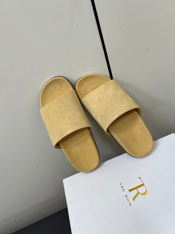 The Row Slippers In Yellow Suede 340022