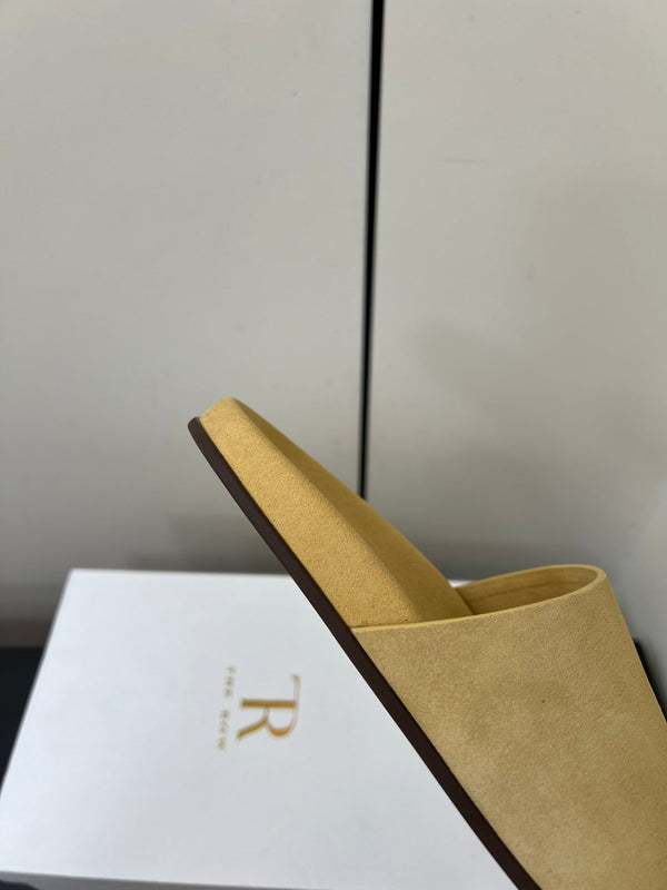 The Row Slippers In Yellow Suede 340022