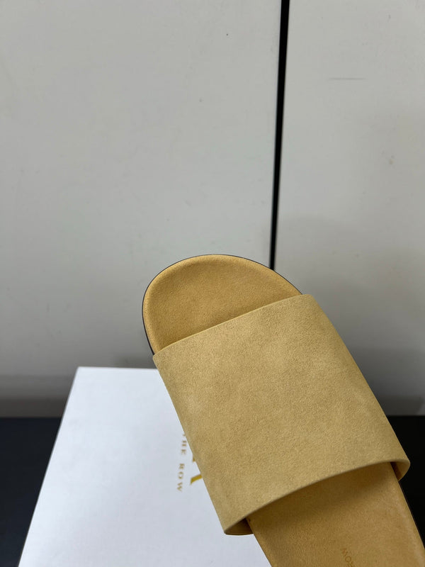 The Row Slippers In Yellow Suede 340022