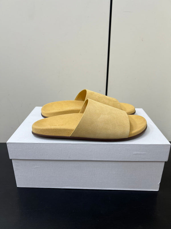 The Row Slippers In Yellow Suede 340022