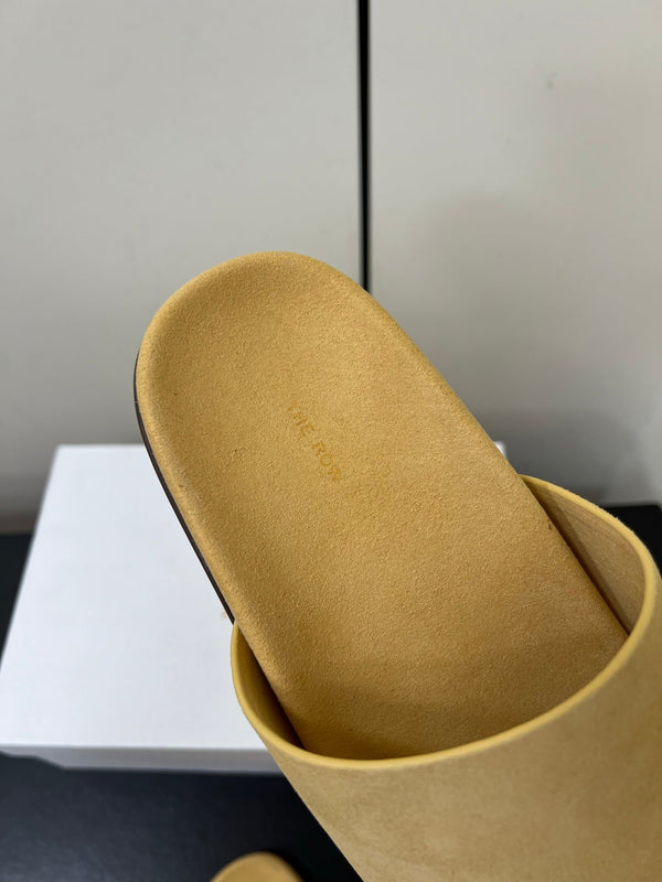 The Row Slippers In Yellow Suede 340022