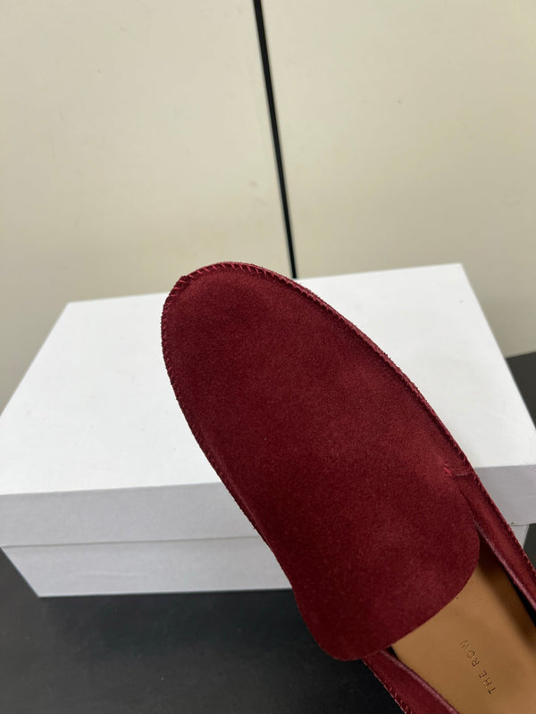 The Row Tyler Loafer Dark Red Suede 340029
