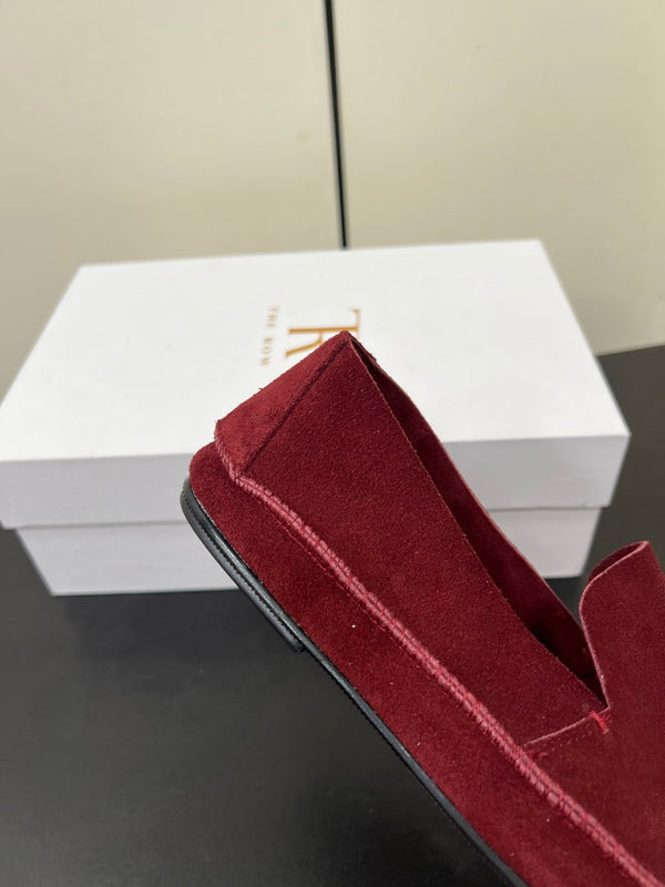 The Row Tyler Loafer Dark Red Suede 340029