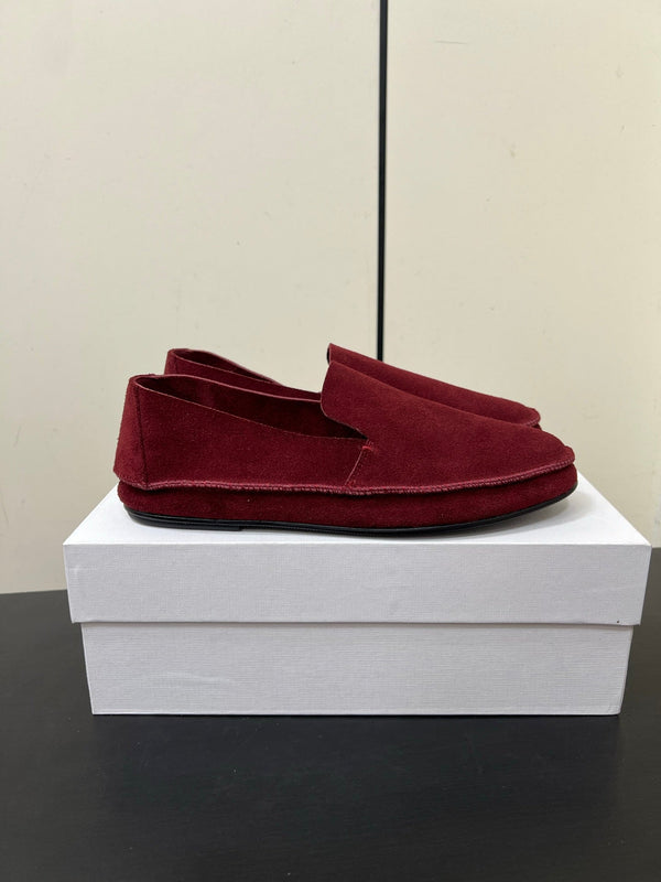 The Row Tyler Loafer Dark Red Suede 340029