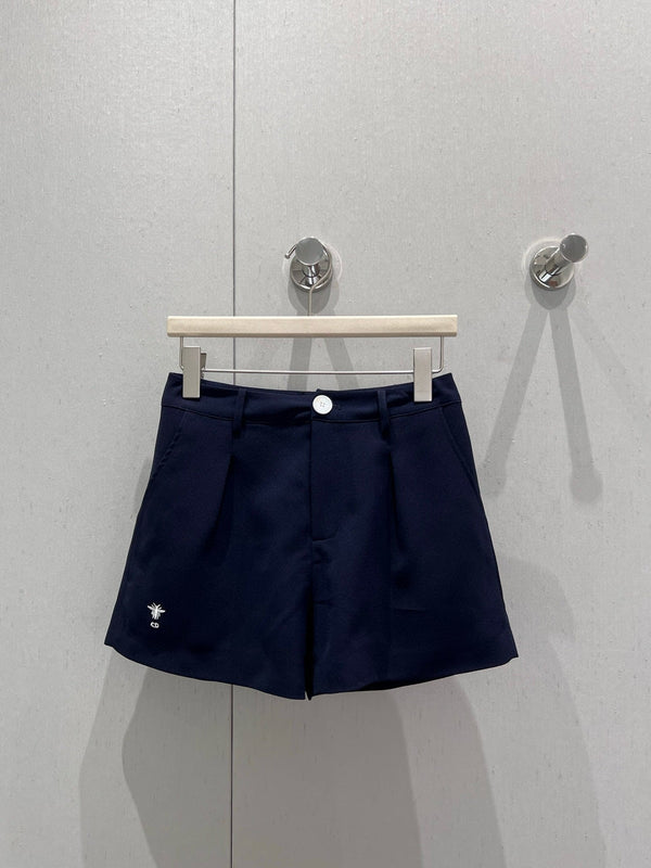 CD 25 Short-sleeved Jacket with Pleated Shorts Set Blue Polyester 220935