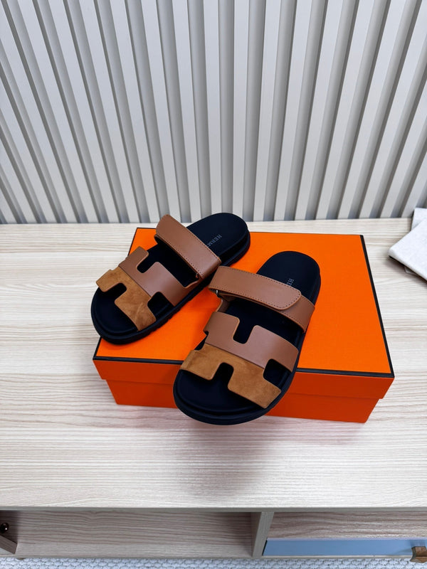 HM Chypre Sandal In Brown Mix Black Cowhide And Suede 968870