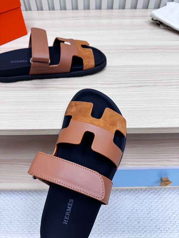 HM Chypre Sandal In Brown Mix Black Cowhide And Suede 968870