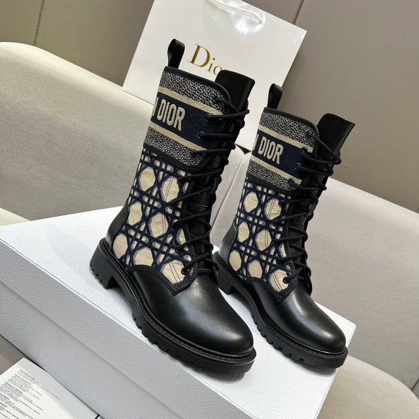 CD D-Major Ankle Boot In Charcoal Blue Mix Black Denim Fabric And Lambskin 107723