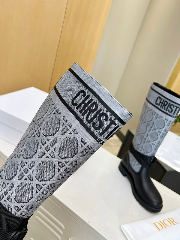 D-Major Boot In Grey Mix Black Denim Fabric And Lambskin 107717