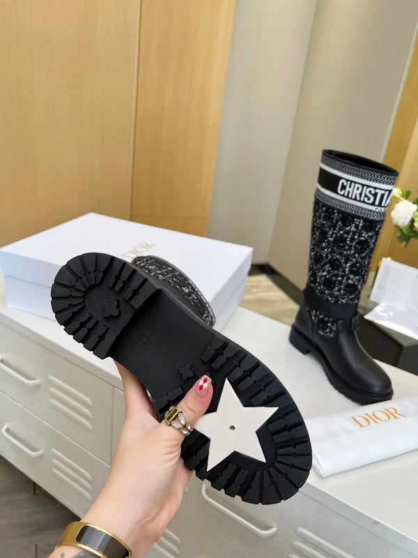 D-Major Boot In Black Denim Fabric And Lambskin 107716