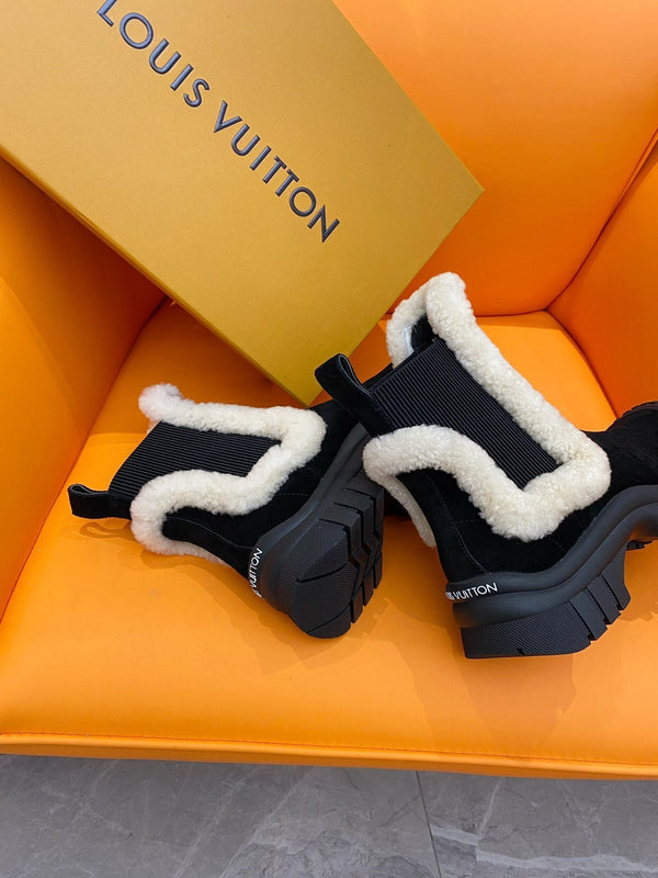 LV Ruby Flat Ankle Boot 55mm Black Suede