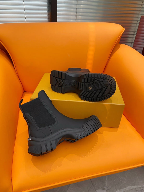 Stivaletto alla caviglia LV Ruby Flat in pelle di vitello nera