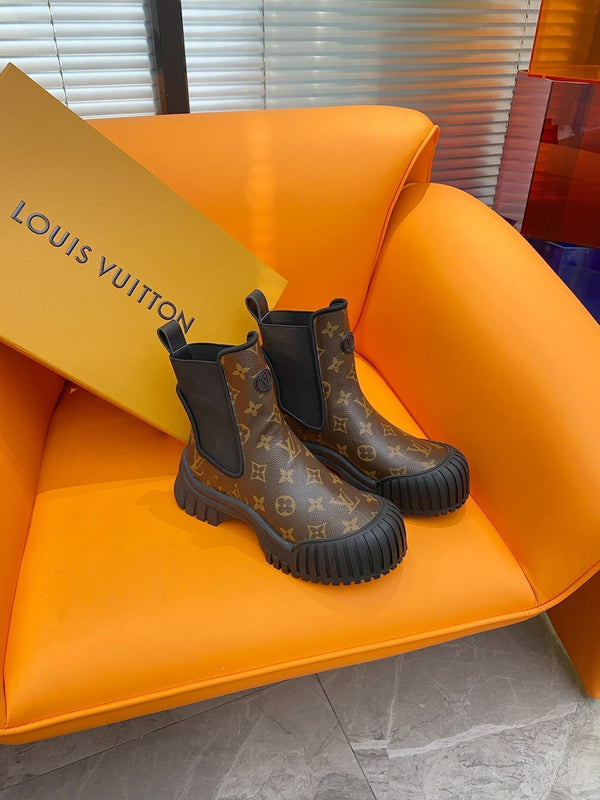 LV Ruby Flat Ankle Boot 55mm Dark Brown Cowhide