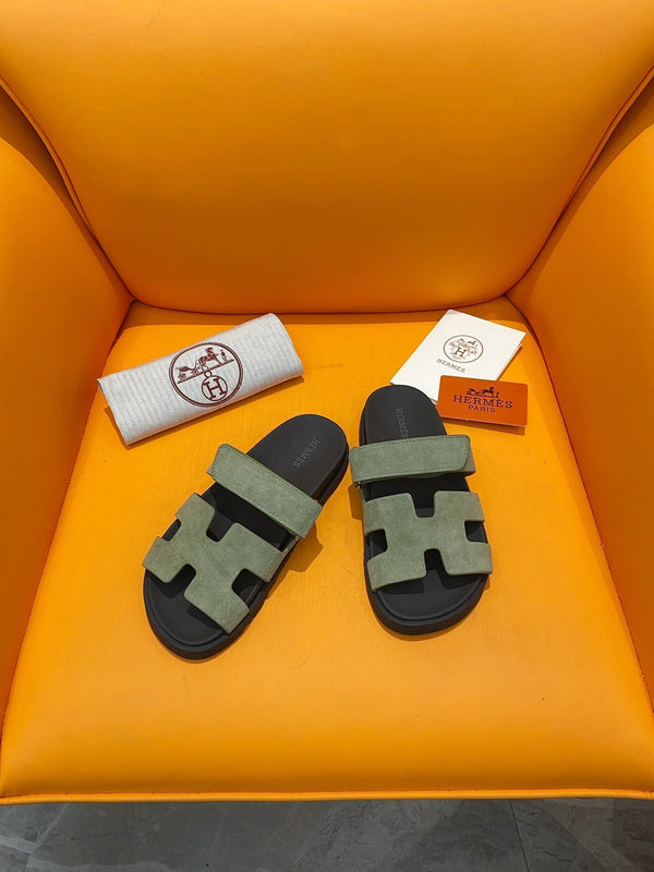 chypre sandal olive suede black calfskin