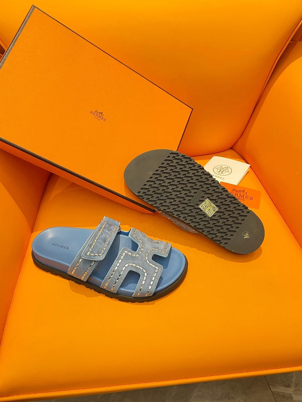 chypre sandal crystal blue suede calfskin