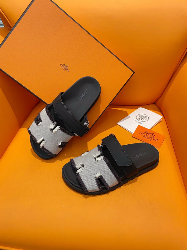 chypre sandal white black canvas black calfskin
