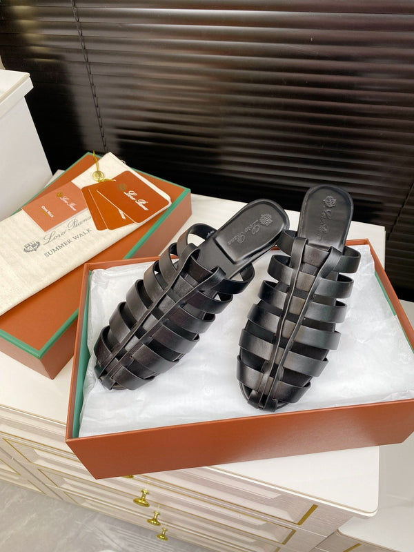 LP KAEDE SANDALS BLACK CALFSKIN
