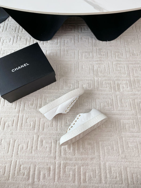 CC Low Sneaker 35mm White Wrinkled Cowhide