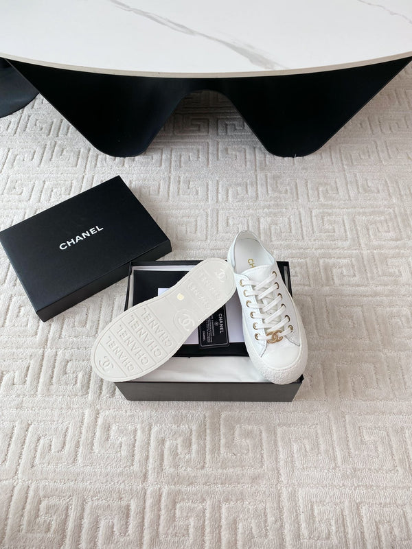 CC Low Sneaker 35mm White Wrinkled Cowhide