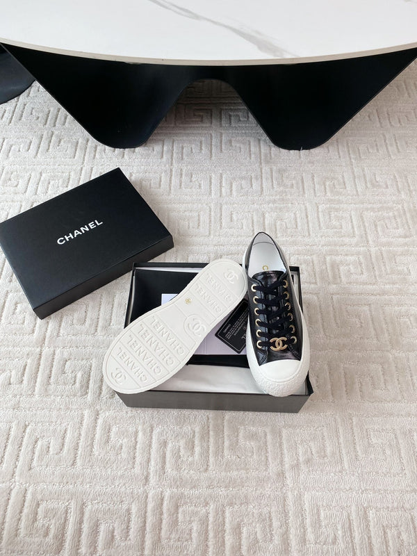 CC Low Sneaker 35mm Black Wrinkled Cowhide