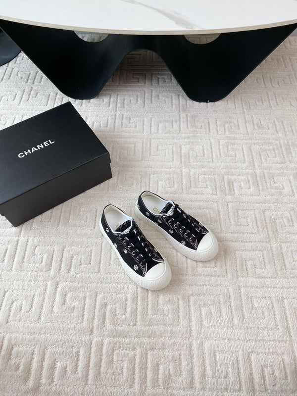 CC Low Sneaker 35mm Black Textile Fabric And Lambskin