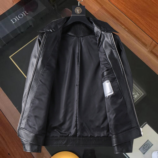 GIACCA CAMICIA LV IN PELLE DI VITELLO CON MONOGRAMMA NERO IN RILIEVO 238993