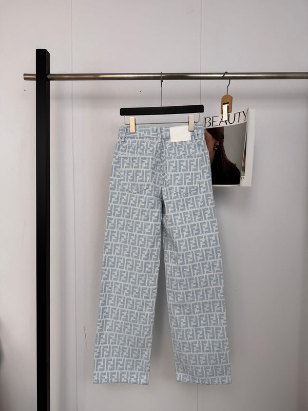 FF Light Blue Monogram Denim Jean