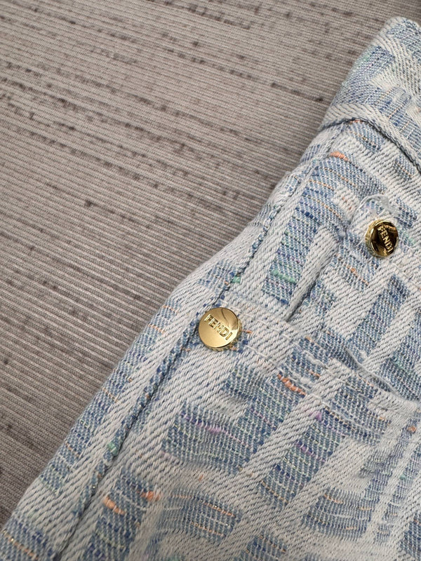 FF Light Blue Monogram Denim Jean