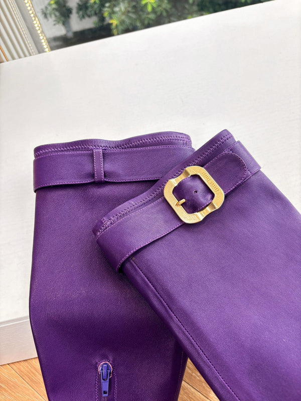 Miu Boots With Buckle Purple Nappa Leather 506635