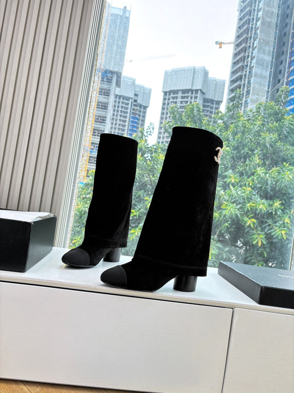 CC 25 High Boot Black Suede Grosgrain 430341