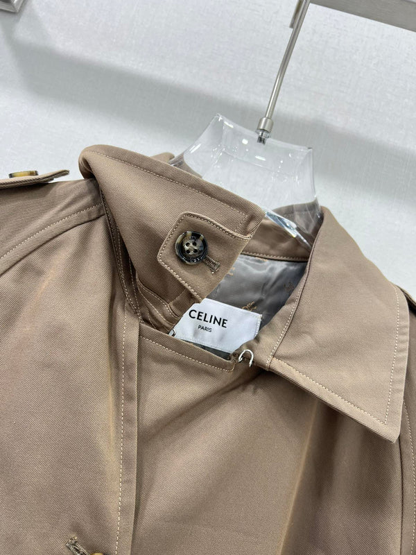 Celine 25 Trench Coat Khaki Wool 299519