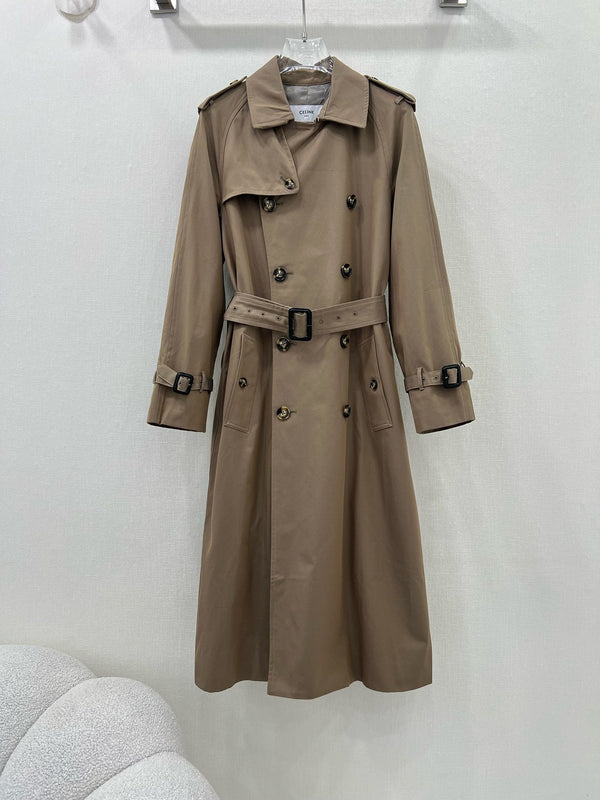 Celine 25 Trench Coat Khaki Wool 299519