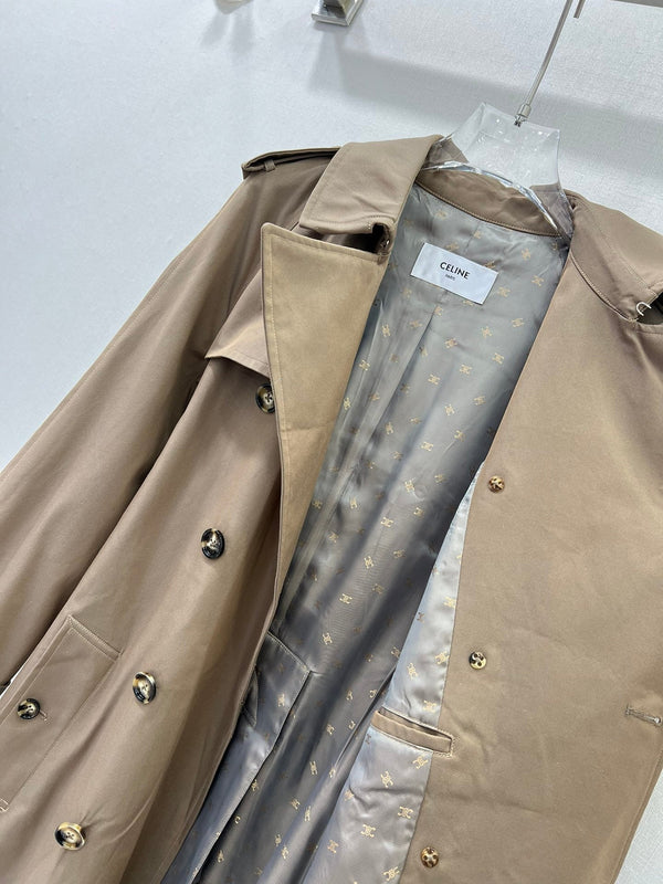 Celine 25 Trench Coat Khaki Wool 299519