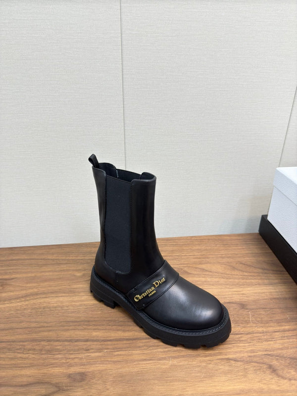 CD D-Quest Ankle Boot 40mm In Plain Black Calfskin 112933